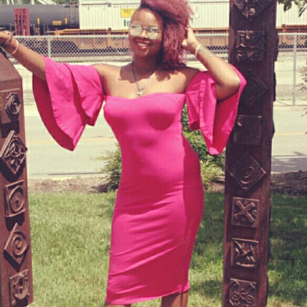 Ruffle Pink Midi Dress